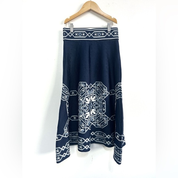 Maje Jules Aztec-jacquard Skirt In Blue Sz 1 ( small) - Picture 4 of 11